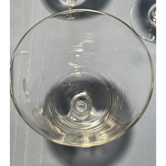 Set of 7 Crystal Rose Etched Iced Tea Glasses Cut Glass Stem Bubbles Vintage - Picture 6 of 10